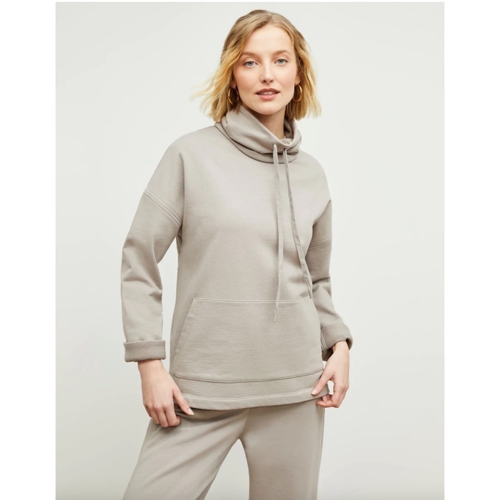 M.M.Lafleur The Harris Funnel Neck Sweatshirt Fine Terry Smoky Taupe Size Small